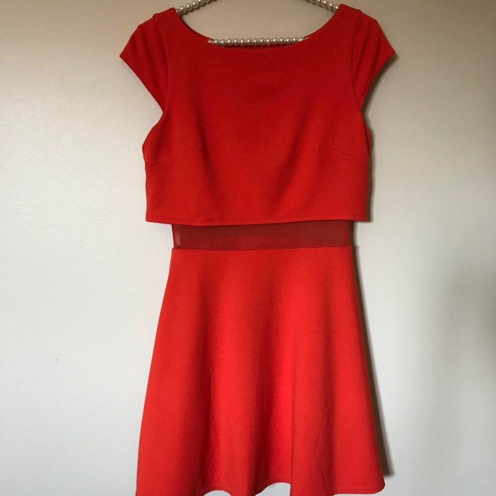 Orange Dress with mesh middle- Revolve